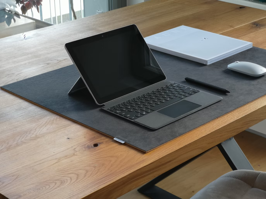 Microsoft Surface Go on Large Alcantara Desk Mat.
