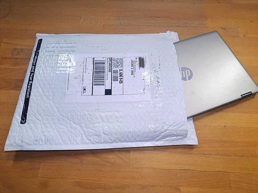 laptop in envelope